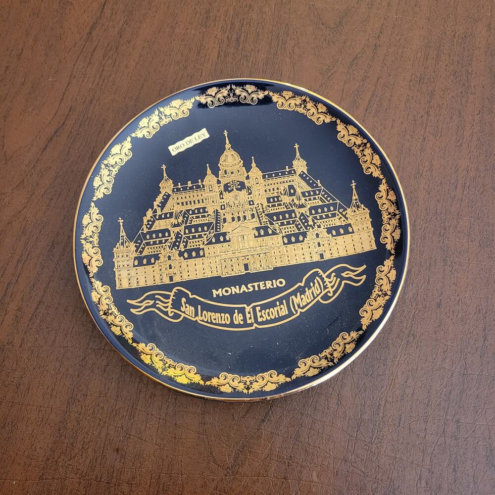 Vintage Cobalt Blue Monasterio San Lorenzo De El Escorial Madrid Plate